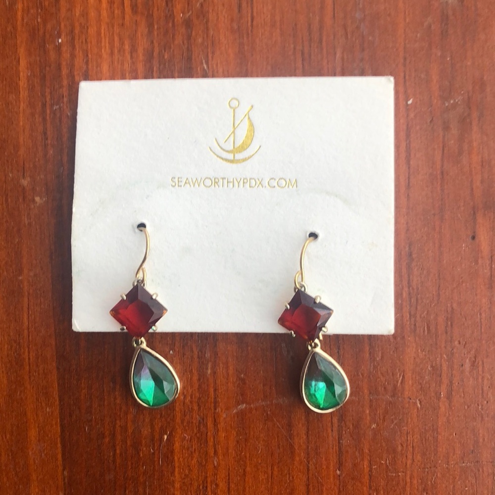 Red and green earrings